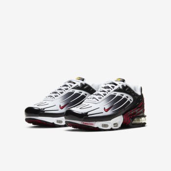 Nike Air Max Plus 3 - Nagyobb Gyerek Utcai Cipő - Fekete/Fehér/Fekete/Piros